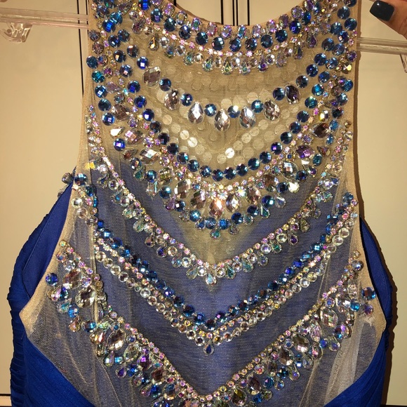 Rachel Allan- Royal blue empire jewel prom dress - Picture 8 of 8